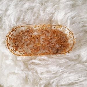 Gold metallic resin jewelry / trinket tray handmad